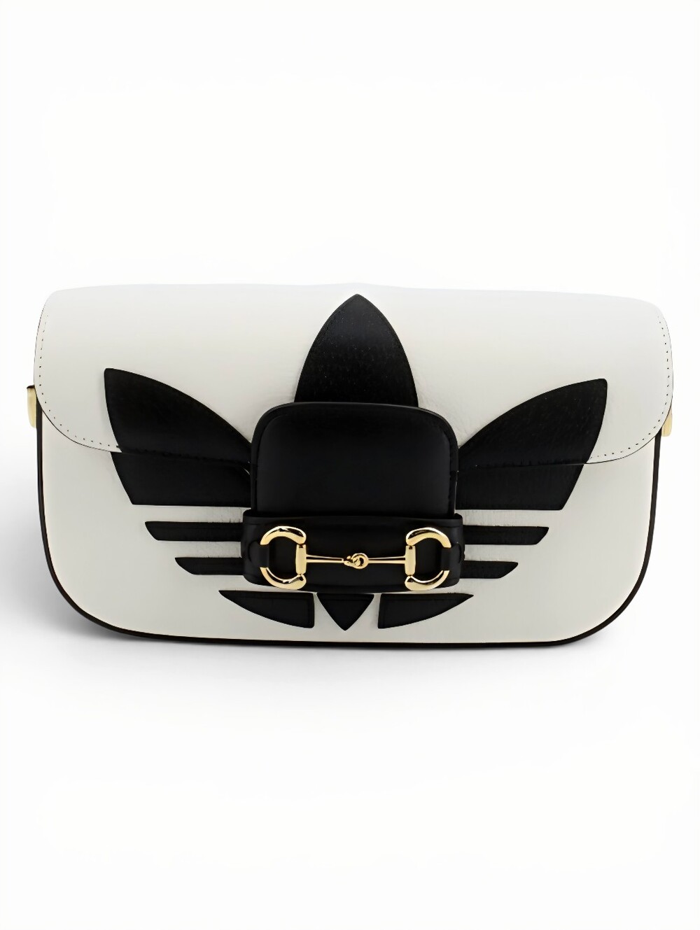 Gucci X Adidas Horsebit Crossbody Shoulder Bag Black White Leather Limited